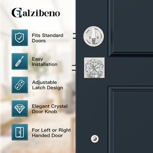 Calzibeno Brushed Nickel Front <b>Door</b> Handle And Deadbolt Set With Crystal Glass <b>Knob</b> Anti Theft Exterior <b>Door</b> Lock - Product Image 3