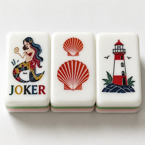 Juego de Mahjong Americano Moderno de Lujo con Temática Oceánica, Cuatro Capas, Acrílico, Hecho a Mano, Fichas de Sirena, Vida Marina, Regalo Familiar, Personalizado 4 - Product Image 1