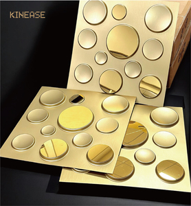 Paneles de Pared Modulares <span class=keywords><strong>3D</strong></span> de PVC Dorado Moderno, Fáciles de Instalar, para Decoración de Baños y Escaleras de Clubes de Lujo - Product Image 6