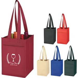 Borse per vino rosso Non tessute borsa per bottiglie Eco Friend regalo promozionale durevole vino rosso Non tessuto 4 borse per bottiglie con manici