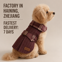 Manteau de Noël pour chien de créateur, vêtement pour chien en angora rouge, style britannique vintage à carreaux, veste pour chiot, fourniture d'usine OEM ODM