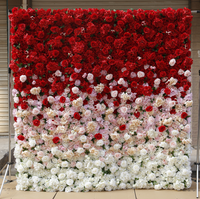 M057 Décoration de mariage Panneau mural en tissu 3D enroulable avec fleurs artificielles en soie (roses et pivoines) pour événements