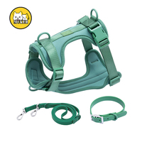 Muker - Conjunto de Arnés y Correa para Perro, 16 Colores Ajustables, Poliéster, Deportivo, para Exteriores, Cómodo, Duradero, Estilo Moderno