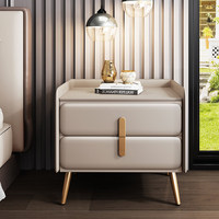 Table de Chevet Multifonctionnelle en Bois Massif à 2 Tiroirs, Style Moderne Simple, Luxe Léger, Meuble de Chambre Haut de Gamme, Nouveauté 2025
