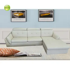 High-End-Lederbezug modernes L-Form-Sofa mit verstellbarer Kopfstütze R001