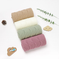 Couverture Bébé en Coton Biologique Doux Tricotée Câblée Couleur Unie, Couverture d'Emmaillotage pour Nouveau-né, Cadeau pour Crèche, OEM ODM