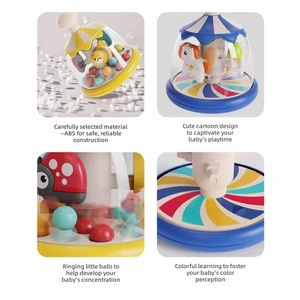 Jouet éducatif de reconnaissance des couleurs, balle rebondissante, jouet tournant pour l'apprentissage précoce des bébés, carrousel à pousser et à faire tourner pour enfants - Product Image 5