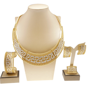 Yulaili – ensemble de bijoux en plaqué or de Style <span class=keywords><strong>italien</strong></span> et parure de bijoux pour demoiselle d'honneur nigériane de mariage, boucles d'oreilles, bague, collier, Bracelet - Product Image 1