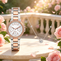 Montre à quartz ultra-fine de luxe à trois aiguilles avec collier assorti pour femmes