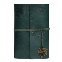 Cuaderno de Viaje Portátil Retro de Alta Calidad A6 con Tapa Dura de Hoja de Arce, Logotipo Personalizado Estampado, Hojas Sueltas, Papel Color Marfil, Cosido, 160 PU