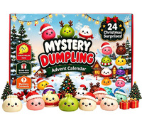 Calendrier de l'Avent en compte à rebours, 24 pièces, Boîte mystère mignonne en forme de dumpling, Jouet à presser en TPR, Anti-stress, Simulation Squishy