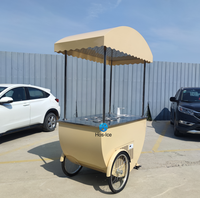 Chariot mobile réfrigéré pour la vente de glaces et de gelatos, avec auvent, idéal pour la distribution de bâtonnets glacés