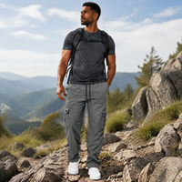 Pantalon cargo décontracté pour homme, taille élastique avec cordon de serrage, multi-poches, coupe décontractée, polyester, pour le travail, la randonnée, tactique, ODM OEM