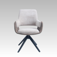 Nouvelle tendance, style nordique, revêtement en tissu, pieds en métal avec rotation à 360° °   Chaise de salle à manger pivotante avec fonction de retour automatique et accoudoirs