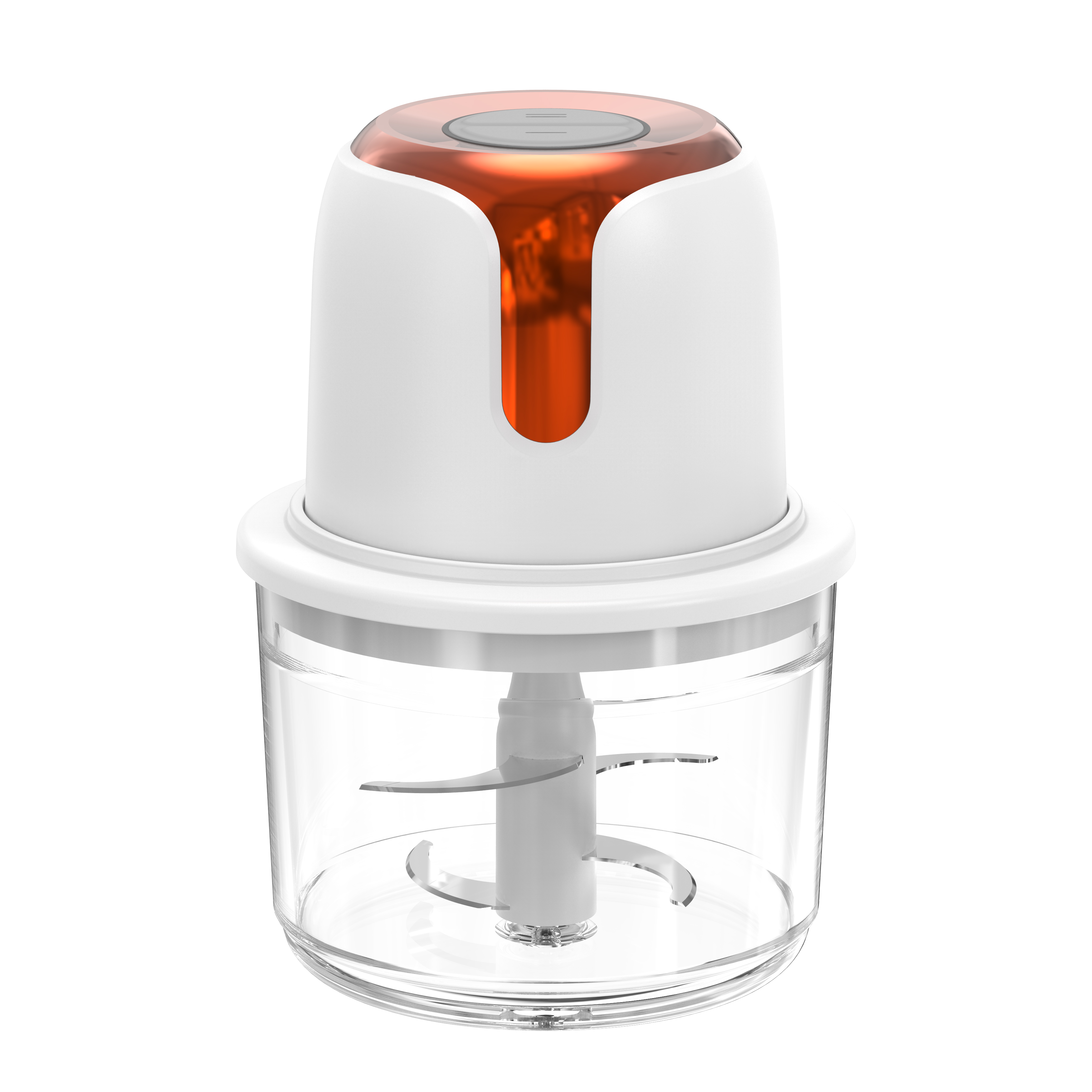 80W 1200mAh 1700rpm Electric Food Chopper Processor 1000mL Capacity with Baffle Design GLASS Cup 4 Blade WITH TWO SPEED Button