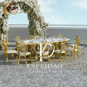 Mesa de Comedor Ovalada de Lujo Moderna con Tapa de MDF y Hierro para 12 Personas, para Uso en Hoteles y Exteriores - Product Image 4