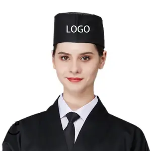 Unisex curto Chef malha Caps preto Chef cozinha chapéus com logotipo