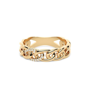 Anillo de Oro 10K con Diamantes Certificados IGI, Diseño Vintage con Eslabones Curvos y Engaste Pavé, para Novia o Unisex, Nueva Colección Verano 2026 - Product Image 1