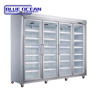 Nouveau Réfrigérateur Vitré Bleu Océan 7 Portes avec Congélateur Supérieur et Refroidissement par Air à Température Unique en Promotion