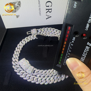 <span class=keywords><strong>Cadena</strong></span> Cubana Miami de Plata de Ley 925 con Incrustaciones de Moissanita VVS1, Certificado GRA, Ancho de 12 mm, Pasa el Test de Diamantes - Product Image 2