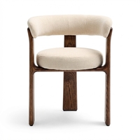 Chaise de salle à manger minimaliste italienne haut de gamme pour usage domestique, fauteuil en bois massif en forme d'arc, style Wabi-sabi, luxe léger, coussin moelleux