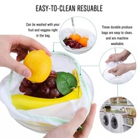 Herbruikbare netten voor groenten en fruit, wasbare polyester tassen voor boodschappen