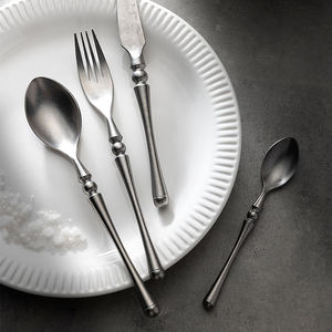 JiuJiuJiu mango redondo 18/10 vajilla de acero inoxidable juegos de cubiertos plata 4 Uds cubiertos para boda Retro Cutipol <span class=keywords><strong>Goa</strong></span> cubiertos - Product Image 5