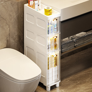 מדף רב תכליתי 14/18/22 ס\\\"מ לאחסון במרווחים, ארון אחסון שקוף עם מגירות לרצפת חדר האמבטיה, מדף אחסון רב שכבתי - Product Image 4