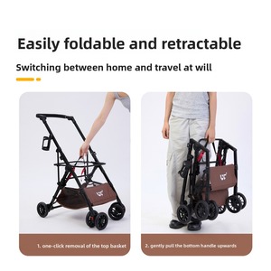 Sturdy Premium Aluminum Pet Stroller Lightweight <b>Foldable</b> Leopard Print Dog Cat Portable Handcart - Product Image 5