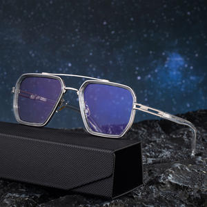 Lunettes de soleil carrées en métal personnalisées pour hommes, verres PC UV400, monture noire, style Instagram, protection solaire extérieure - Product Image 2