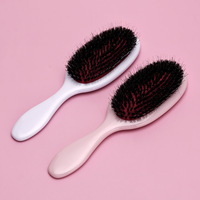Brosse à cheveux ovale blanche rose personnalisée 100% poils de sanglier style plastique fait à la main avec emballage de logo personnalisé brosses à cheveux à la mode