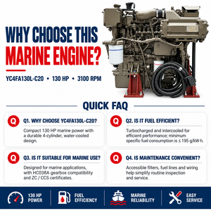 Moteur diesel marin Yuchai YC4FA130L-C20 130 CV avec propulsion par jet d'eau, moteur embarqué à rampe commune pour yacht - Product Image 6