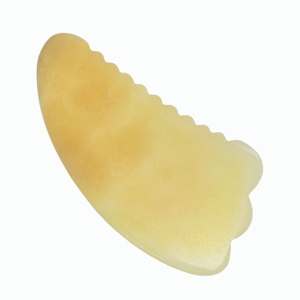Tabla Gua Sha de Cuerno de Cabra Dentado de Jade Amarillo Crema, Herramienta de Belleza para Raspado, OEM Disponible - Product Image 4
