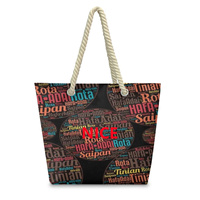 Sac fourre-tout en corde de chanvre Saipan sur mesure, sac à bandoulière en polyester écologique pour pique-nique, rassemblement, courses quotidiennes et voyages