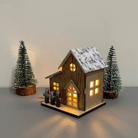 Décoration de Noël lueur cabane en rondins LED en bois noël petite maison scène décoration ornements de table