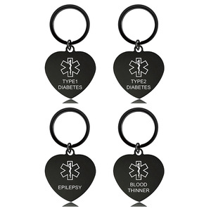 قلادة طبية مخصصة من الفولاذ المقاوم للصدأ مع نقش شخصي لمرض السكري النوع الأول والصرع ومضادات التخثر للنساء - Product Image 5