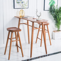 Vente en gros, coin petit déjeuner nordique, meubles d'angle en bois pour la maison, comptoir de bar mural, table et tabourets