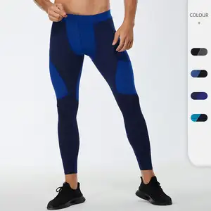 2022 New Gym Leggings Men Stretchy Training Patchwork Trousers Compression Quick-drying Fitness Running Sport Pants For Men
