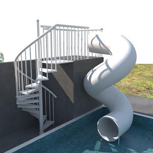 <span class=keywords><strong>Escalier</strong></span> <span class=keywords><strong>en</strong></span> spirale extérieur <span class=keywords><strong>en</strong></span> acier inoxydable avec toboggan tubulaire entièrement fermé pour les espaces extérieurs au bord de la piscine - Product Image 3