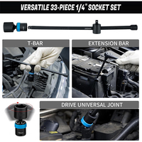 Peaktop 33pcs 1/4 pouces Driver Impact Swivel Socket Set