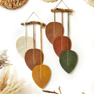 Decoraciones de pared únicas para el hogar ganchos para macetas planta macramé <span class=keywords><strong>tapiz</strong></span> foto Casa de Campo colgante macramé hoja colgante de pared - Product Image 3