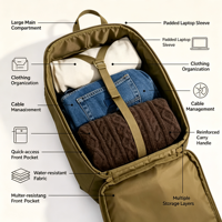 Sac à dos pour ordinateur portable de grande capacité personnalisé, sac d'affaires pour ordinateur, sac à dos haut de gamme pour hommes
