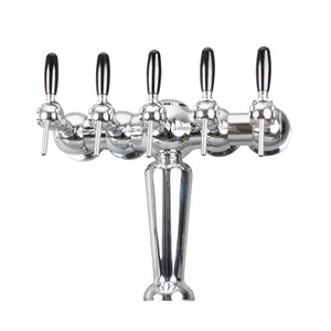 GHO High quality silver metal 5 holes beer tower dispenser vase type shape draft beer column with LED light
