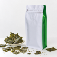 Sachet à fond plat de qualité alimentaire avec valve, refermable, à fermeture éclair, pour snacks, algues, chips, noix, aliments secs, emballage de café