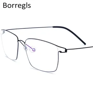 Borregls armação de liga de titânio óculos, unissex, prescrição, para óculos de grau para miopia, sem parafusos, coréia 28624