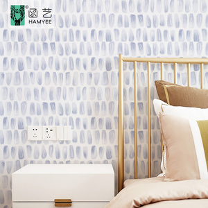 Carta da parati adesiva personalizzata semplice resistente all'acqua in vinile blu Pvc decorativo per la casa e carta da parati Stick - Product Image 3