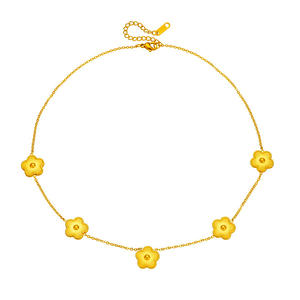 Collar de Acero Inoxidable Chapado en Oro de 18K con Flor de 5 Hojas Joyería Colgante de Trébol Gargantilla para Mujeres y Niñas - Product Image 5