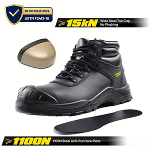 حذاء عمل أمان رجالي جديد مضاد للانزلاق ومقاوم للماء من الجلد الأصلي، مقدمة فولاذية لحماية فائقة - Product Image 3