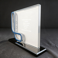 Neelpure 187231 Plaque en cristal personnalisée avec base noire, impression UV graphique personnalisée, ornement en 3D pour récompense d'entreprise