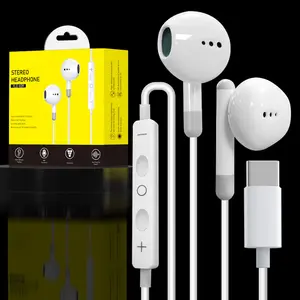 Earphone kabel Tipe c superbass, earphone kabel Tipe c dengan mikrofon HD volume dapat disesuaikan untuk note10 s23 s24